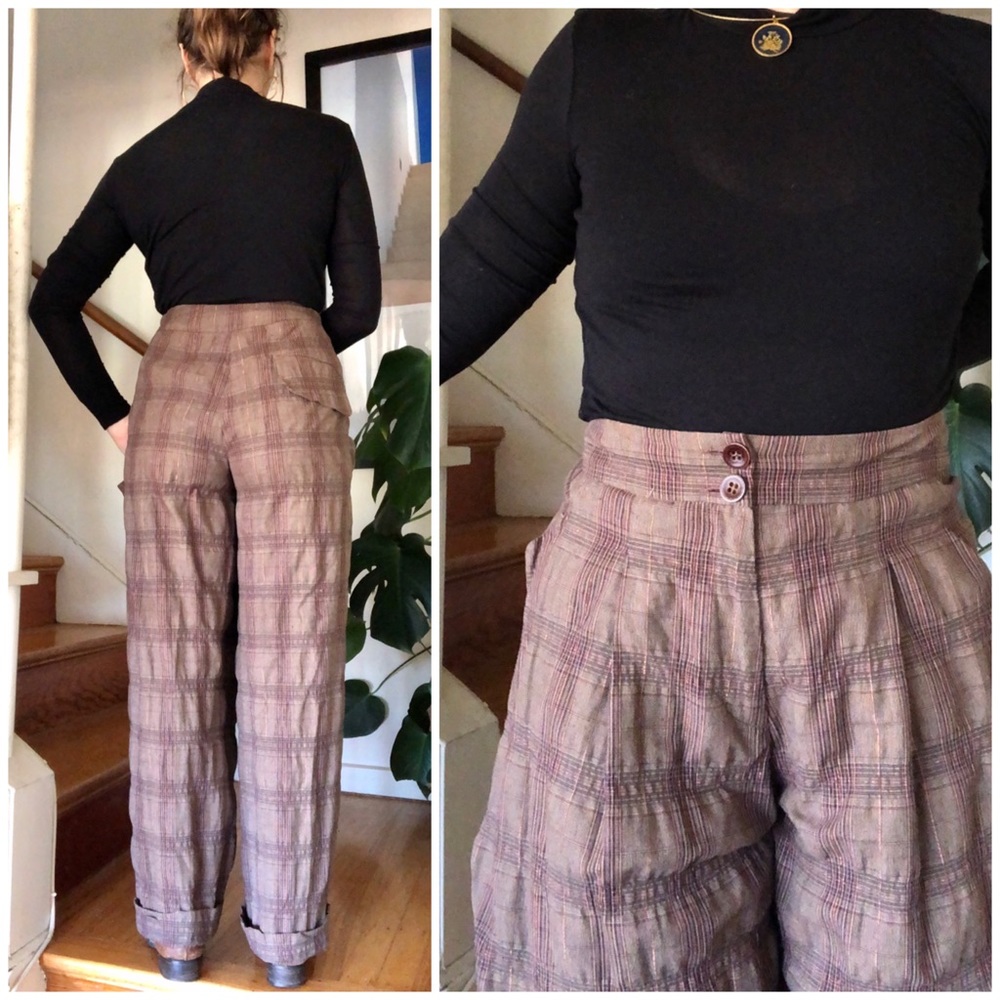 Anthropologie Lilith Plaid Pleated Trouser S/38 - Picture 2 of 14